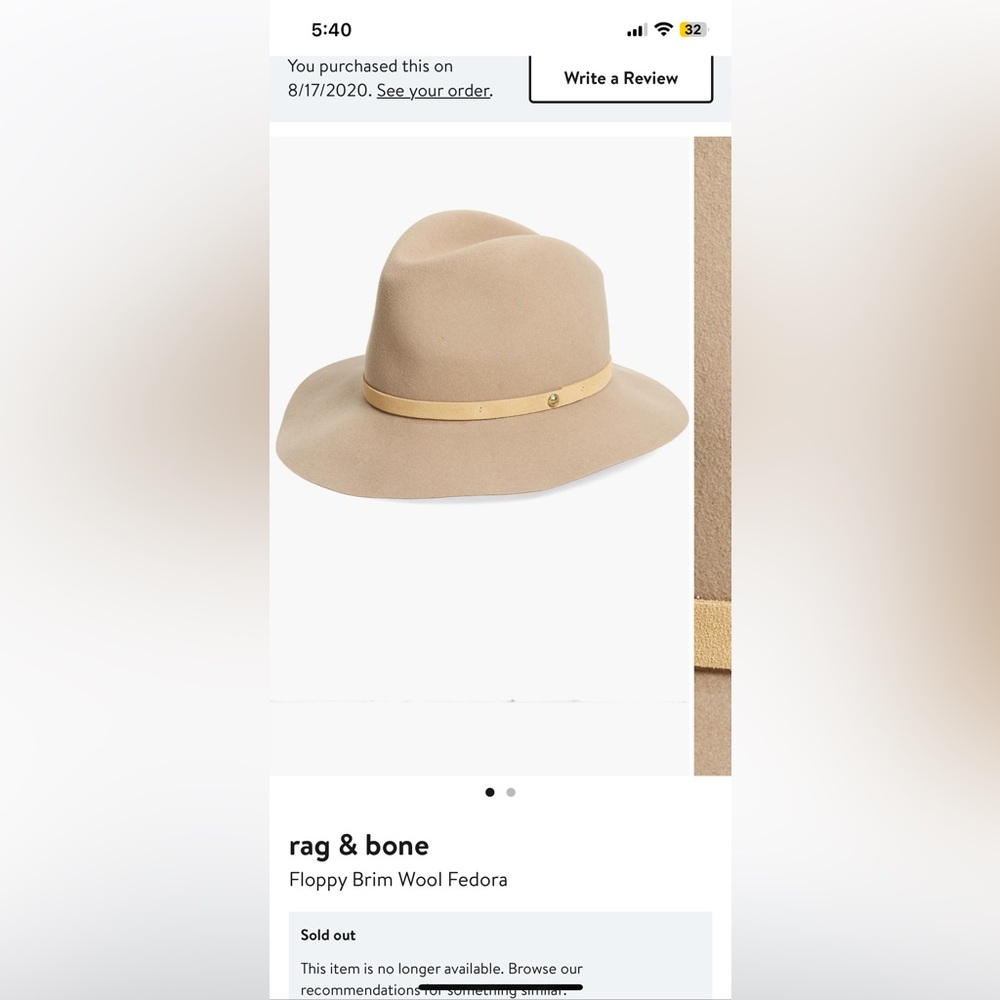 Rag & Bone Floppy Brim Wool Fedora in Fawn